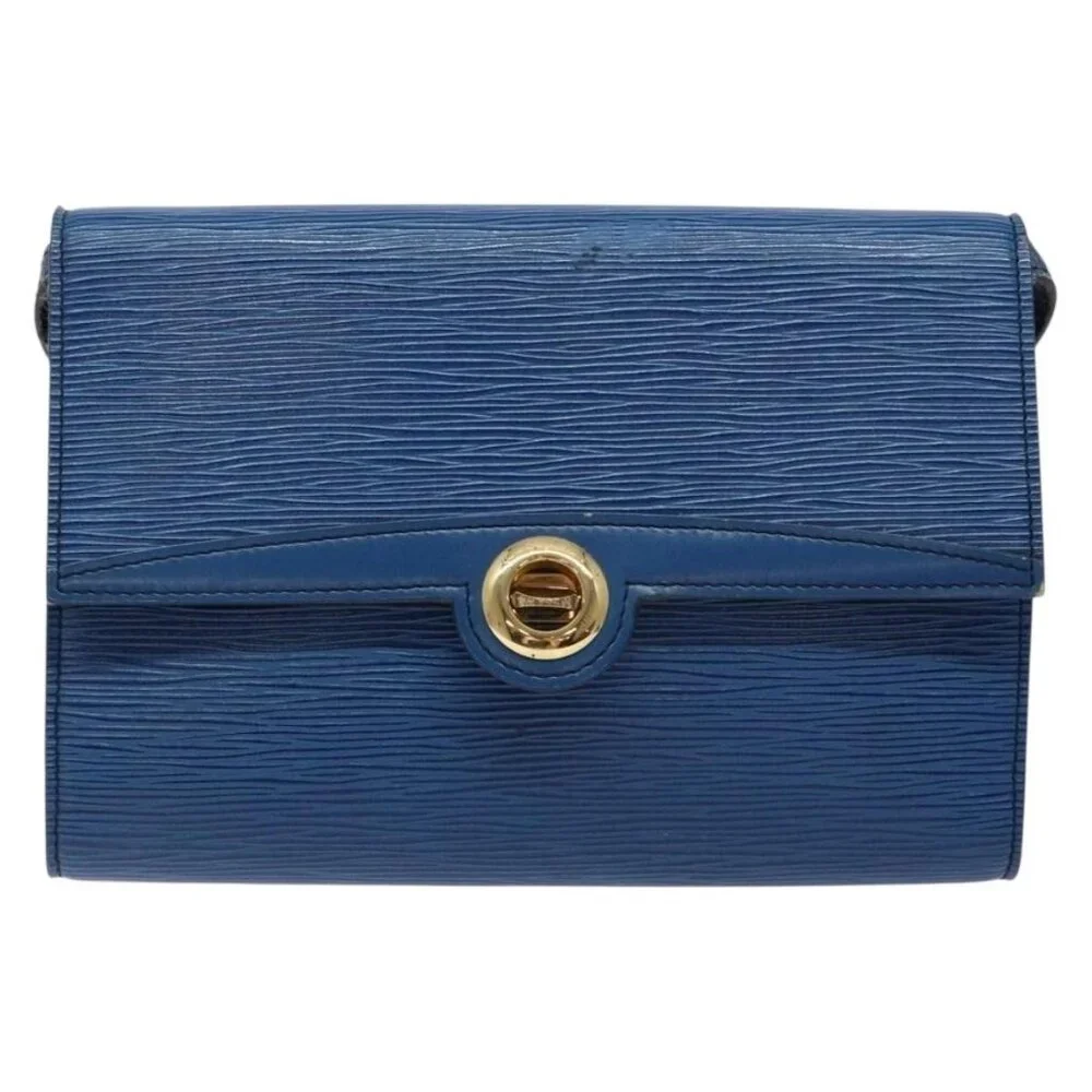 Authentic LOUIS VUITTON Epi Pochette Arche Shoulder Bag Blue M52575 LV - Picture 5 of 16